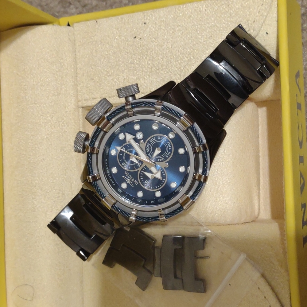 Invicta Bolt Ceramic/Sport, Black/Blue 50mm - Picture 1 of 9